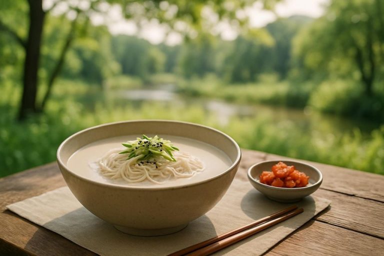 Kongguksu (콩국수) – Nouilles froides au lait de soja